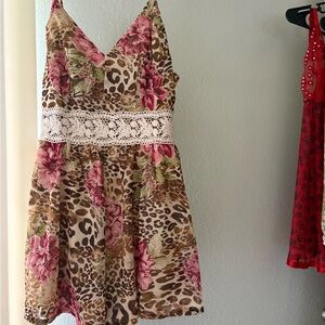 Floral and Leopard Print Kids Dress